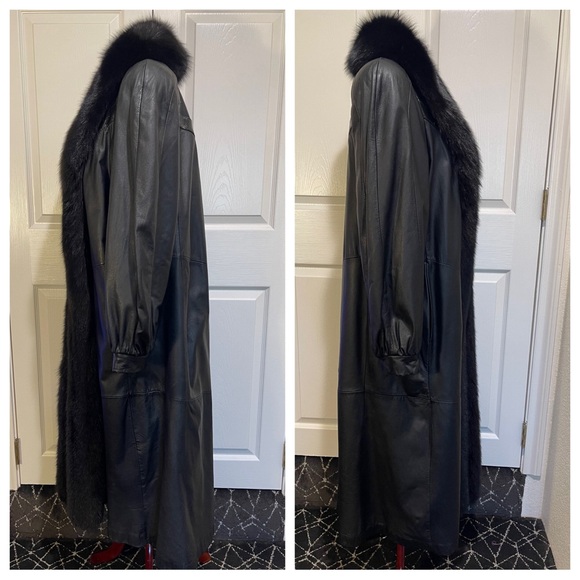 Leather - fur Vintage 80’s coat - Picture 2 of 9